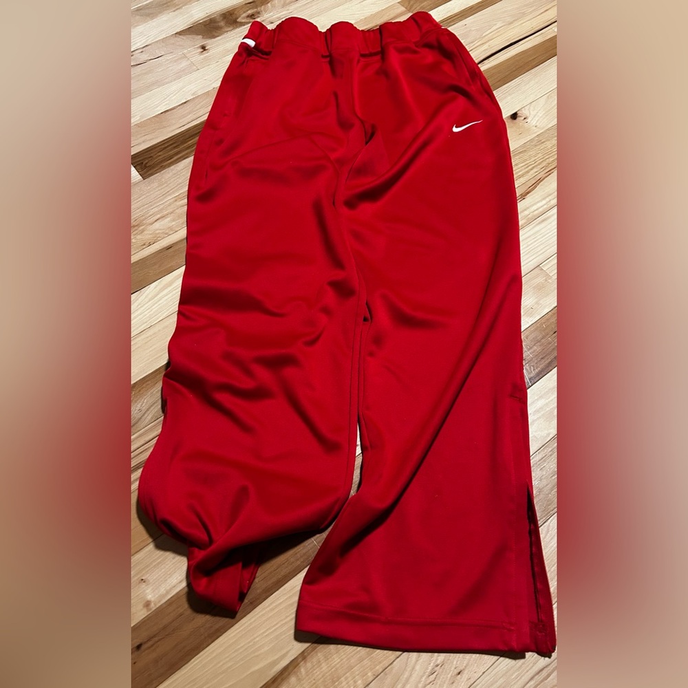 Nike dri fit red women’s athletic warmup track pants